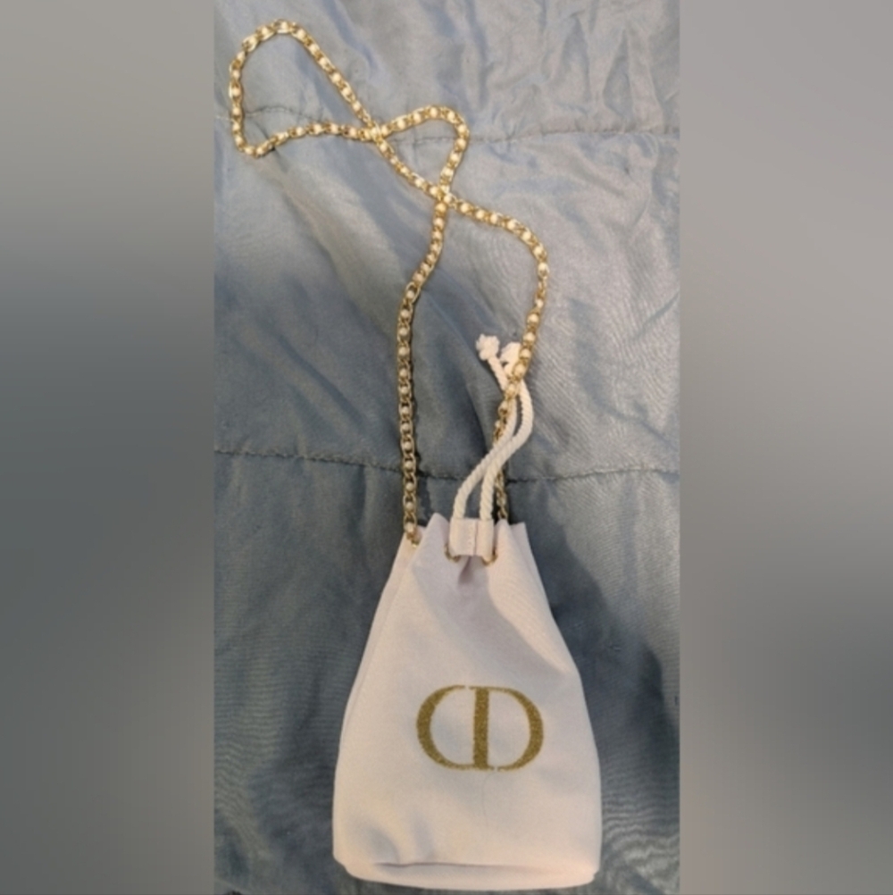 Dior White Drawstring Cosmetic Pouch